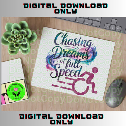 Wheelchair Pride T-Shirt Design: Chasing Dreams PNG (Digital Download)