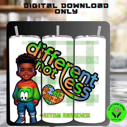 Autism Awareness PNG: Black Boy, Different Not Less (Digital Download)