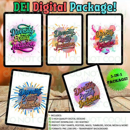 DEI Diversity Equity Inclusion Digital Download Bundle Png Sublimation Printable 5 images