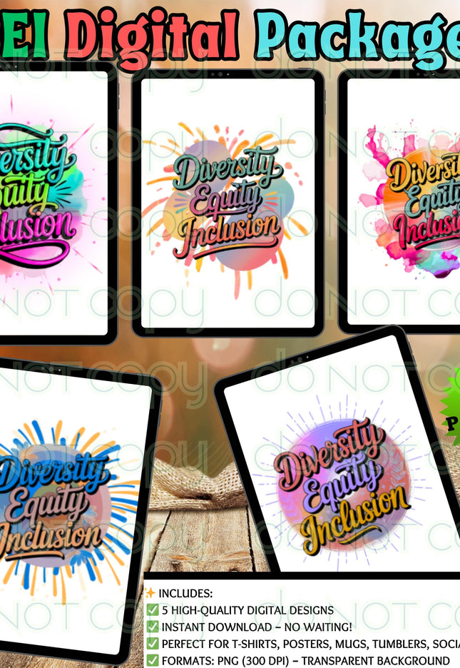 DEI Diversity Equity Inclusion Digital Download Bundle Png Sublimation Printable 5 images