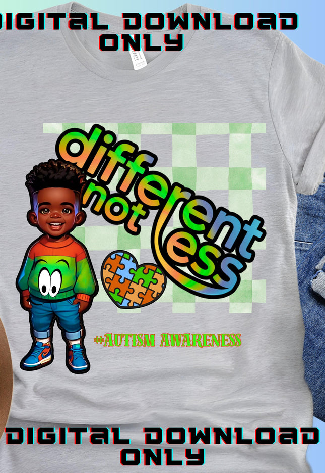 Autism Awareness PNG: Black Kid Design (Digital Download)