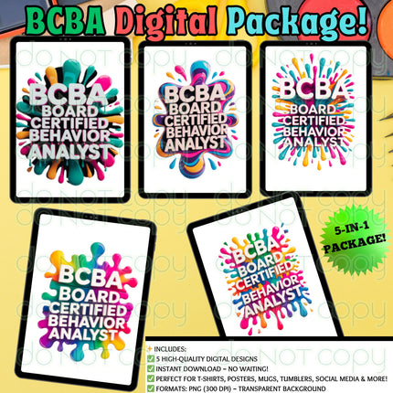 BCBA Digital Bundle: Board Certified Behavior Analyst PNG Designs (Digital Download)