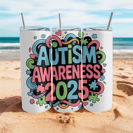 Autism Awareness Tumbler: Stainless Steel Puzzle Piece Cup, 20 oz