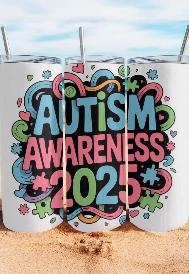 Autism Awareness Tumbler: Stainless Steel Puzzle Piece Cup, 20 oz
