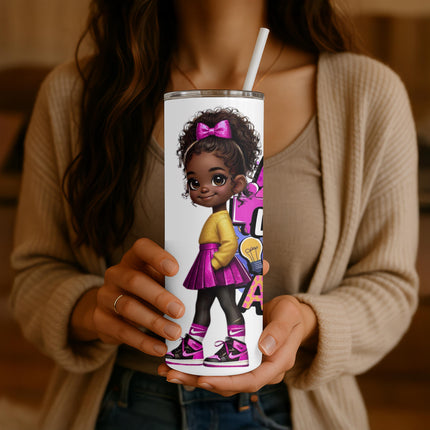 Autism Awareness Tumbler: African American Kid Art, Stainless Steel 20 oz