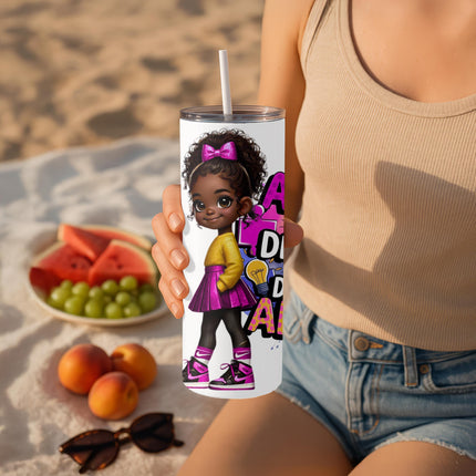 Autism Awareness Tumbler: African American Kid Art, Stainless Steel 20 oz