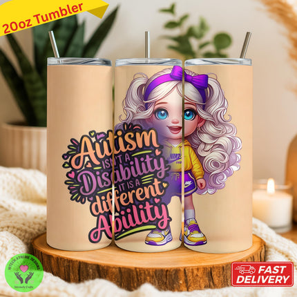 Autism Awareness 20oz Tumbler | Different Ability, Stainless Steel