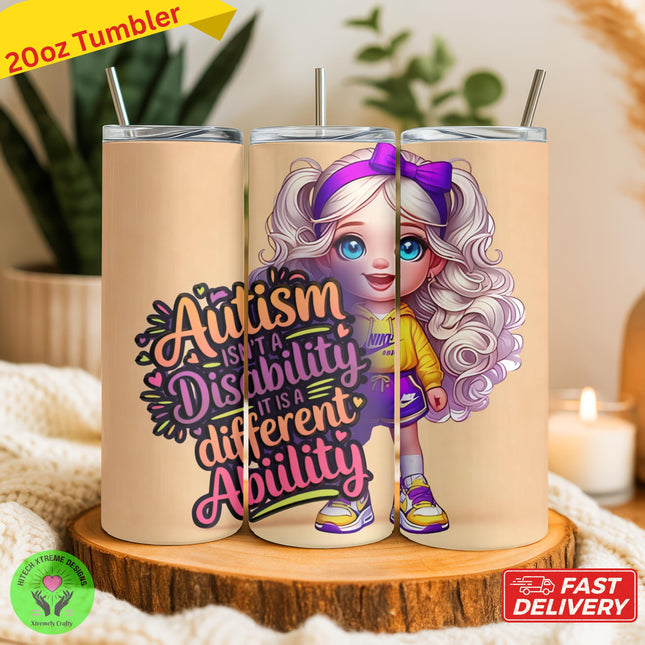 Autism Awareness 20oz Tumbler | Different Ability, Stainless Steel