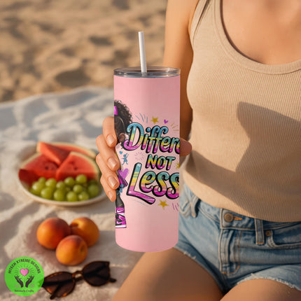 Autism Awareness Tumbler, "Different Not Less" 20oz Stainless Steel Cup