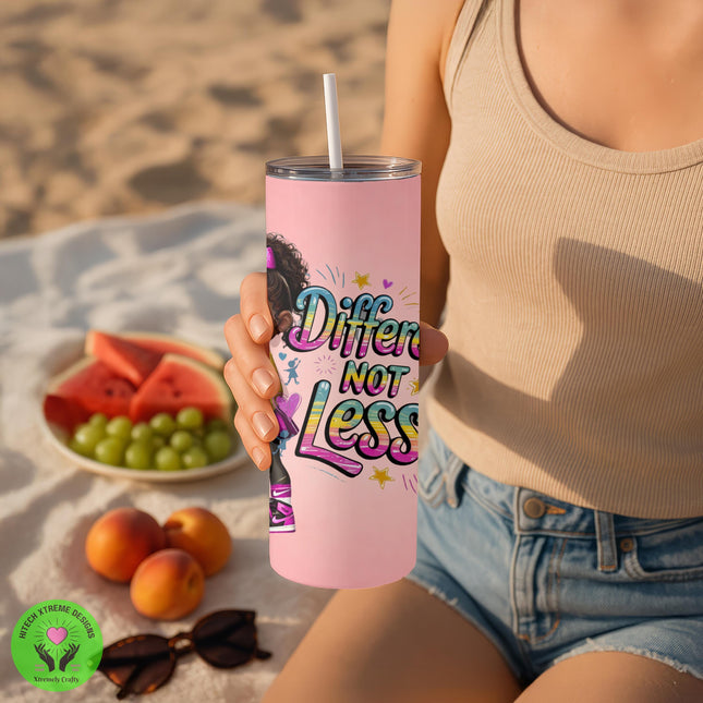 Autism Awareness Tumbler, "Different Not Less" 20oz Stainless Steel Cup