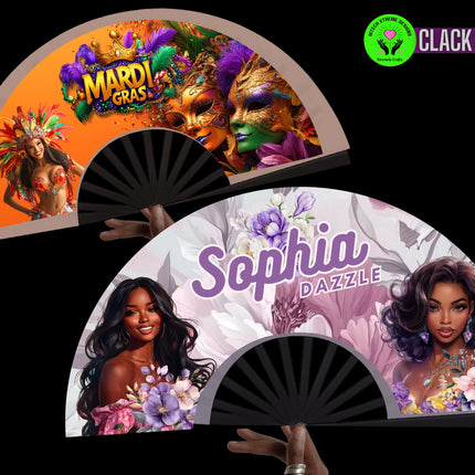 Custom Clack Fan 25x13 – Personalized Folding Fan with Photo or Logo, Party Favor, Birthday, Wedding, Festival, Sports, Line Dance Gift
