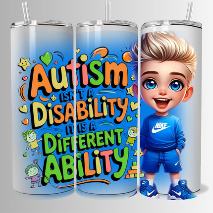 Autism Awareness Tumbler: Stainless Steel Puzzle Piece Cup, 20 oz