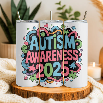 Autism Awareness Tumbler: Stainless Steel Puzzle Piece Cup, 20 oz