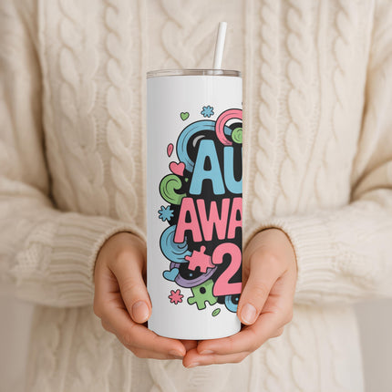 Autism Awareness Tumbler: Stainless Steel Puzzle Piece Cup, 20 oz