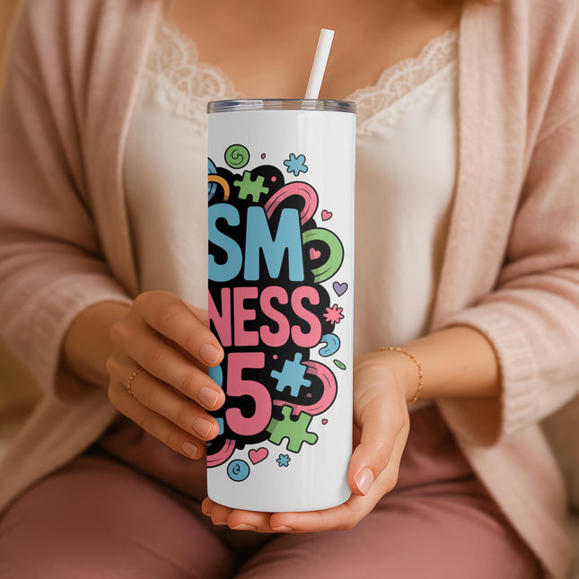 Autism Awareness Tumbler: Stainless Steel Puzzle Piece Cup, 20 oz