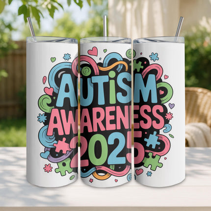 Autism Awareness Tumbler: Stainless Steel Puzzle Piece Cup, 20 oz