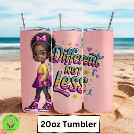 Autism Awareness Tumbler, "Different Not Less" 20oz Stainless Steel Cup