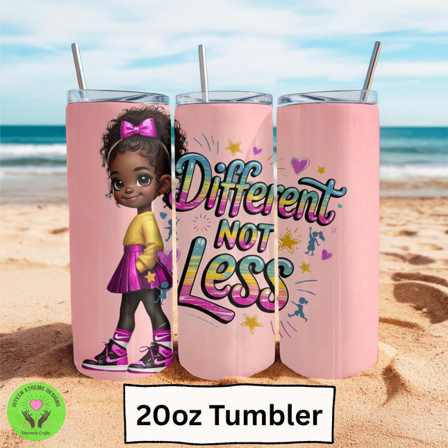 Autism Awareness Tumbler, "Different Not Less" 20oz Stainless Steel Cup