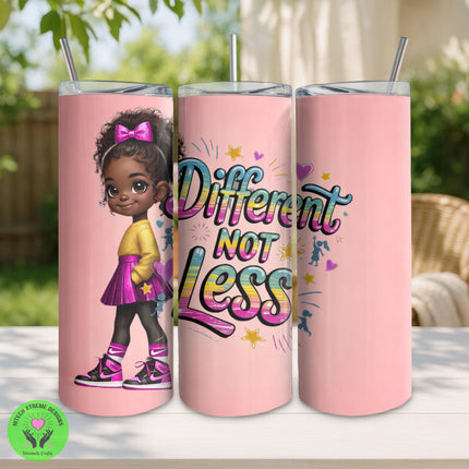 Autism Awareness Tumbler, "Different Not Less" 20oz Stainless Steel Cup