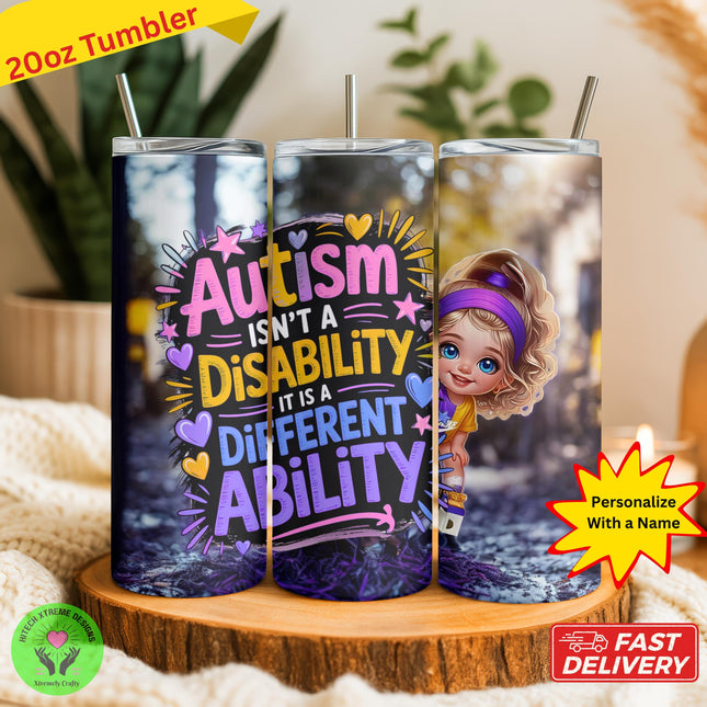 Autism Awareness Tumbler: Stainless Steel 20oz, Neurodiversity Gift