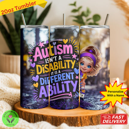 Autism Awareness Tumbler: Stainless Steel 20oz – Design 1