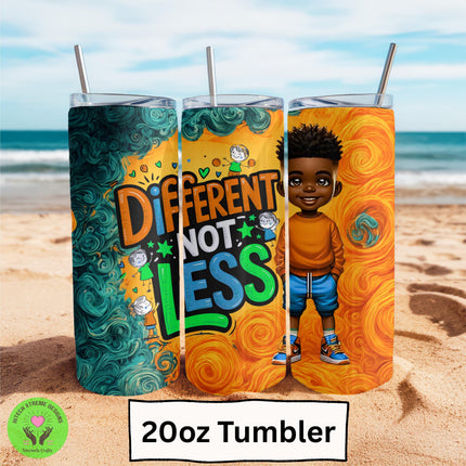 Autism Awareness Tumbler: African American Boy Design, Stainless Steel 20oz