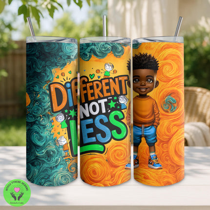 Autism Awareness Tumbler: African American Boy Design, Stainless Steel 20oz