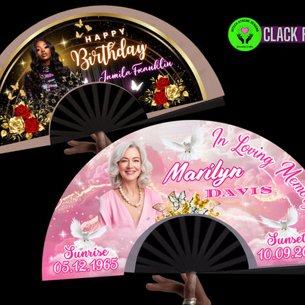 Fan Friday Custom Clack Fan with Photo, Personalized Folding Fan, Friday Only Special, 25x13 Photo Fan