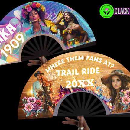 Custom Clack Fan 25x13 – Personalized Folding Fan with Photo or Logo, Party Favor, Birthday, Wedding, Festival, Sports, Line Dance Gift