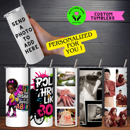Personalized photo Tumbler 20oz Stainless Steel | Custom Photo Tumbler | Name added to Tumbler| Custom Gift for Her or Him |
