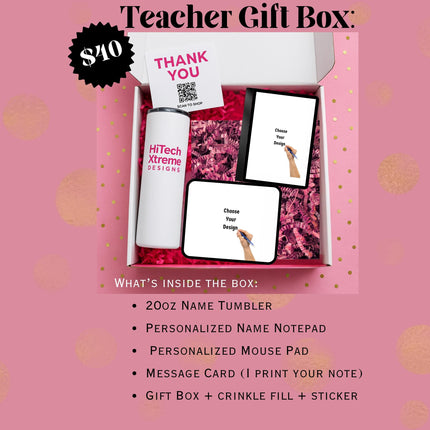 Personalized Teacher Gift Set: Tumbler, Mouse Pad & Notebook