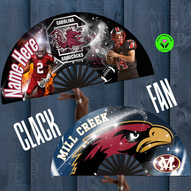 Custom Clack Fan 25x13 – Personalized Folding Fan with Photo or Logo, Party Favor, Birthday, Wedding, Festival, Sports, Line Dance Gift
