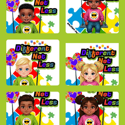 Bulk Autism Awareness PNG: Different Not Less, Puzzle Pieces (Digital Download) sublimation