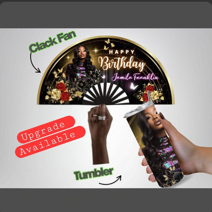 Custom Clack Fan 25x13 – Personalized Fan with Photo or Logo, Party Favor, Birthday, Wedding, Festival, Sports, Line Dance Gift, baby shower