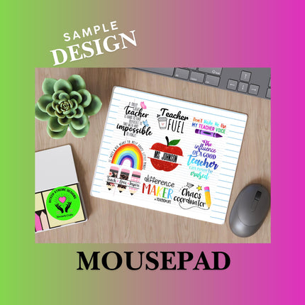 Personalized Teacher Gift Set: Tumbler, Mouse Pad & Notebook