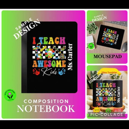 Personalized Teacher Gift Set: Tumbler, Mouse Pad & Notebook