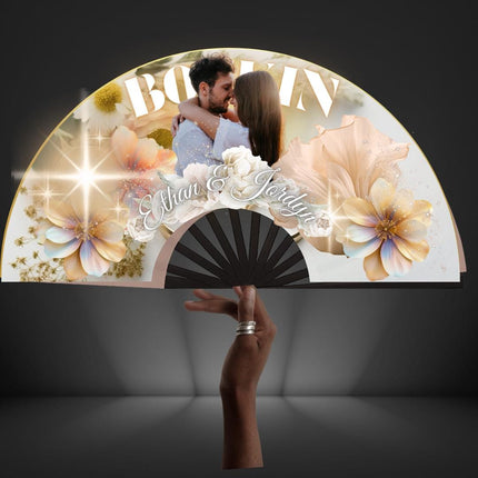 Custom Clack Fan 25x13 – Personalized Folding Fan with Photo or Logo, Party Favor, Birthday, Wedding, Festival, Sports, Line Dance Gift