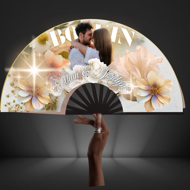 Custom Clack Fan 25x13 – Personalized Folding Fan with Photo or Logo, Party Favor, Birthday, Wedding, Festival, Sports, Line Dance Gift