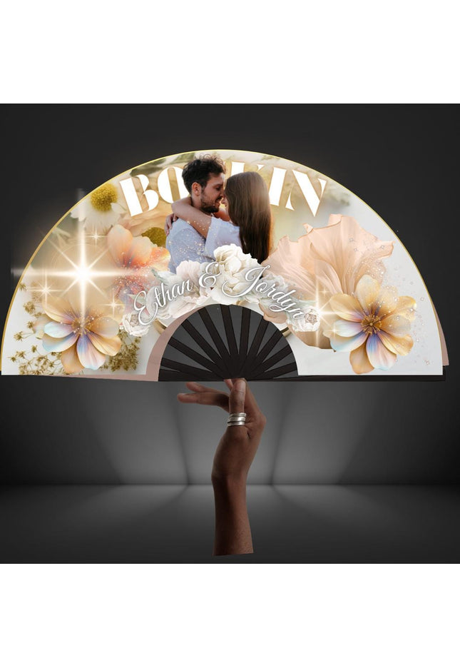 Custom Clack Fan 25x13 – Personalized Folding Fan with Photo or Logo, Party Favor, Birthday, Wedding, Festival, Sports, Line Dance Gift