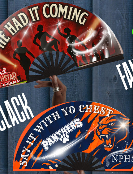 Custom Clack Fan 25x13 – Personalized Folding Fan with Photo or Logo, Party Favor, Birthday, Wedding, Festival, Sports, Line Dance Gift