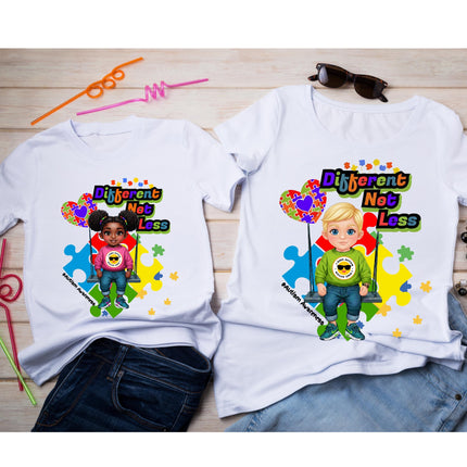 Bulk Autism Awareness PNG: Different Not Less, Puzzle Pieces (Digital Download) sublimation