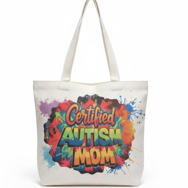 Autism mom canvas Tote Bag & Planner Set – Extra large Zippered 18.5x15 Tote, mommy Bag, travel kit, Birthday Gift, 2026 planner