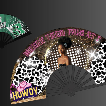Custom Clack Fan 25x13 – Personalized Fan with Photo or Logo, Party Favor, Birthday, Wedding, Festival, Sports, Line Dance Gift, baby shower