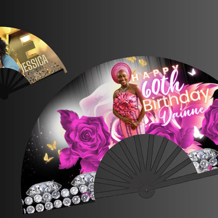 Custom Clack Fan 25x13 – Personalized Fan with Photo or Logo, Party Favor, Birthday, Wedding, Festival, Sports, Line Dance Gift, baby shower