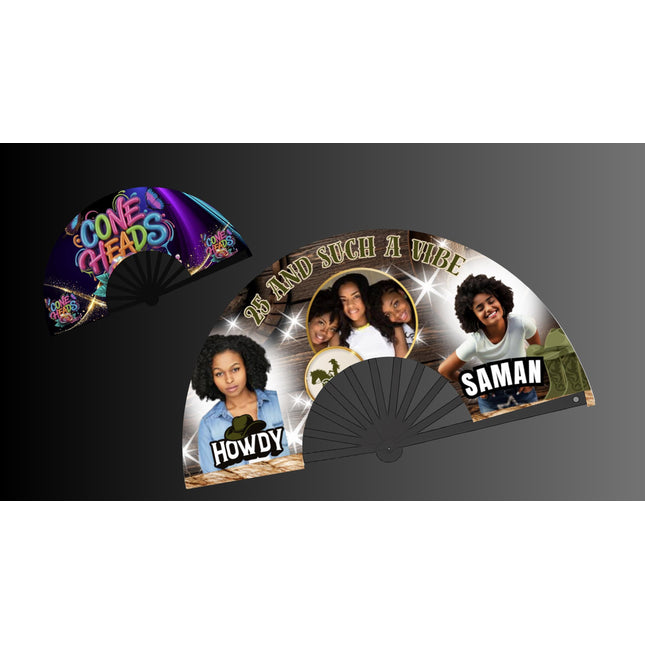 Custom Clack Fan 25x13 – Personalized Fan with Photo or Logo, Party Favor, Birthday, Wedding, Festival, Sports, Line Dance Gift, baby shower