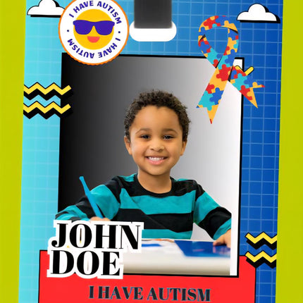 Personalized Autism ID Card, Emergency Medical Alert, Non Verbal Child Safety Tag, Special Needs Backpack Clip, Custom Photo ID badge