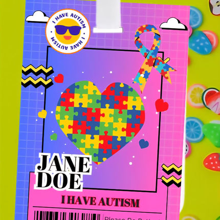 Personalized Autism ID Card, Emergency Medical Alert, Non Verbal Child Safety Tag, Special Needs Backpack Clip, Custom Photo ID badge