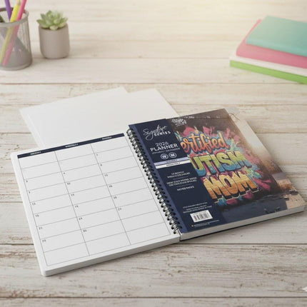 Autism mom canvas Tote Bag & Planner Set – Extra large Zippered 18.5x15 Tote, mommy Bag, travel kit, Birthday Gift, 2026 planner