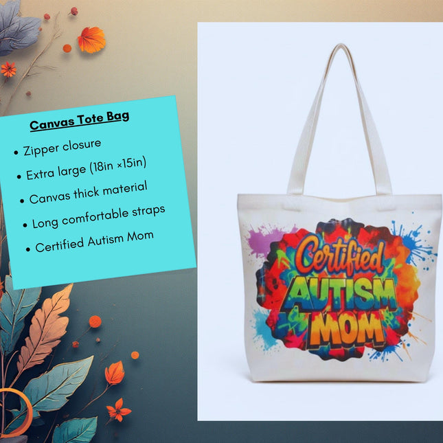 Autism mom gift box ; clack fan canvas Tote Bag & Planner Set –Zippered 18.5x15 Tote, mommy Bag, travel kit, Birthday Gift, 2026 planner