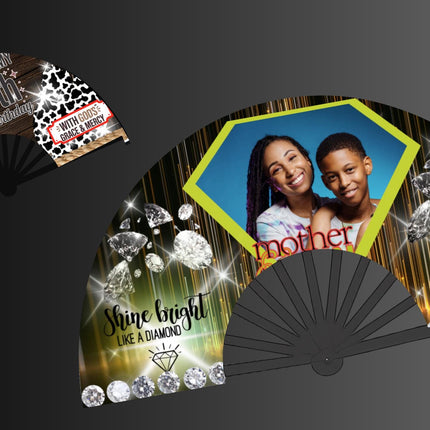 Custom Clack Fan 25x13 – Personalized Fan with Photo or Logo, Party Favor, Birthday, Wedding, Festival, Sports, Line Dance Gift, baby shower